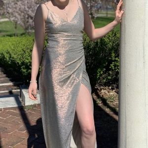 Silver prom dress worn once !!